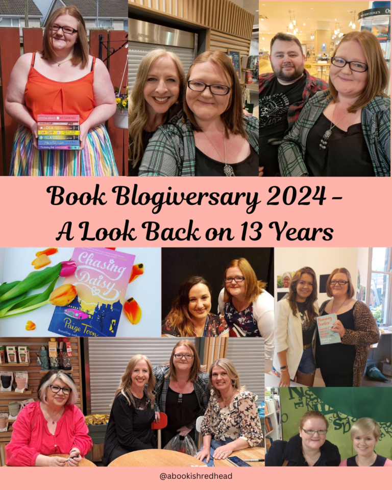 Collage Image of pictures from A Bookish Redhead Book Blogoversary post