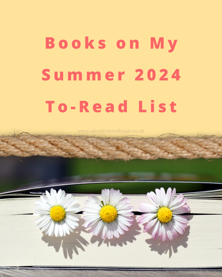 Yellow background with a book and daisy flowers in the middle for Books On My Spring 2024 TBR