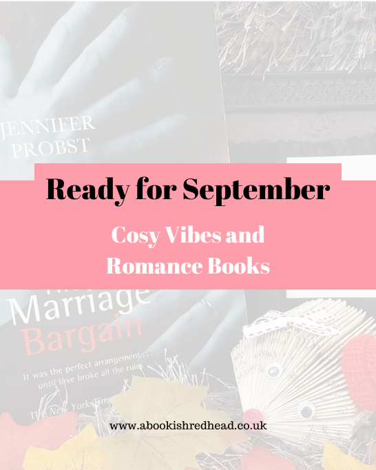 Faded image of a book hedgehog and The Marriage Bargain by Jennifer Probst for Ready for September.